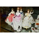 FIVE ROYAL DOULTON FIGURES, 'Good Companion' HN3608, 'Angela' HN3690, 'Fair Lady', HN2835, '