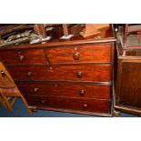 A VICTORIAN MAHOGANY CHEST OF TWO SHORT AND THREE LONG DRAWERS on baluster legs, width 116cm x depth