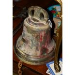 A BRONZE SHIPS BELL, unsigned with crown top