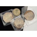THREE VICTORIAN CROWN COINS AND FLORIN
