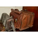FOUR VARIOUS LEATHER GENTLEMAN TRAVEL BAGS