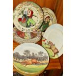 A SET OF EIGHT ROYAL DOULTON SERIES WARE PLATES, 'The Jester', 'The Falconer', 'The Hunting Man', '