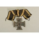 A WWI IMPERIAL GERMAN ARMY IRON CROSS, this example having the makers mark 'K?' on the suspender