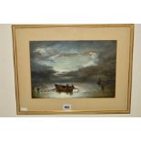 A.LEGGETT (ALEXANDER?), a moonlit fishing scene, signed and dated 1870 bottom right, label verso