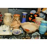 A COLLECTION OF CROWN DUCAL CERAMICS ETC, to include vases, jugs, bowls and cheese dish with lid,