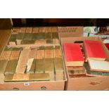 THREE BOXES OF BOOKS, including sixteen volumes of The Edinburgh Encyclopedia, a quantity of leather