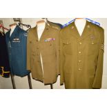 SIX ITEMS OF WWII ERA AND LATER UNIFORM ITEMS, to include Royal Marines Band Dress jacket and
