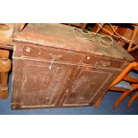 A PAINTED VICTORIAN SIDEBOARD with two drawers, width 107cm x depth 46cm x height 87cm