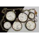 A COLLECTION OF EARLY 20TH CENTURY POCKET WATCHES, five pocket watches marked either Swiss or