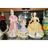 SEVEN COALPORT FIGURES, 'Emily', 'Constance', 'Summer Rose' limited edition 315/7500, with