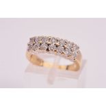 A DOUBLE ROW HALF ETERNITY RING, designed as a half eternity ring, double row featuring fourteen