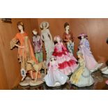 EIGHT VARIOUS FIGURINES, to include Coalport Roaring Twenties 'Phoebe', 'The Garden Party', '