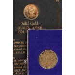 TWO 9K GOLD COINS, approximately 4.3 grams, one by Johnson Mathey A Touch piece, other Elizabeth