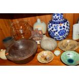 STUDIO POTTERY to include bowls and vases, various impressed marks to the bodies, together with