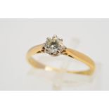 A SINGLE STONE DIAMOND RING, the brilliant cut diamond within an eight claw setting, colour assessed