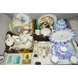 A QUANTITY OF CERAMICS IN TWO BOXES AND LOOSE, including a small quantity of Royal Albert Dainty