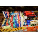 THREE BOXES OF BOXED GAMES, CARD GAMES AND JIGSAW PUZZLES