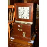 AN OAK CASED BLICK TIME RECORDER CLOCKING IN CLOCK