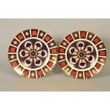 TWO ROYAL CROWN DERBY 'OLD IMARI' PLATES, '1128' pattern, diameter 27cm