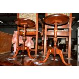 A PAIR OF REPRODUCTION MAHOGANY WINE TABLES