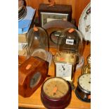 CLOCKS including Smiths, Temco, Haller, etc, Victorian glass domes with wooden bases, clocks in need