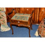 AN EDWARDIAN OAK PIANO STOOL