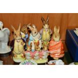 SIX BESWICK/JOHN BESWICK BEATRIX POTTER FIGURES, 'Flopsy, Mopsy and Cottontail', two 'Mr Benjamin