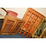 A PINE THREE TIER PLATE RACK with two drawers, width 99cm x height 127cm, together with an oak