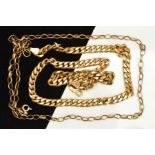TWO 9CT GOLD CHAIN NECKLACES, the curb link necklace, to the lobster claw clasp, import hallmark for