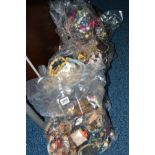 SEVEN BAGS OF COSTUME JEWELLERY