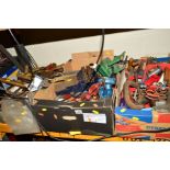 THREE BOXES OF VARIOUS HAND TOOLS including Record clamps, vices, planers, drill bit etc (3)