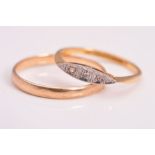 TWO GOLD RINGS, one designed as a plain polished band, with 9ct hallmark for Birmingham, ring size