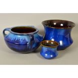 THREE PIECES BOURNE DENBY DANESBY WARE ELECTRIC BLUE PATTERN, to include a Stancliffe shape tyg of