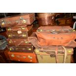 A QUANTITY OF VARIOUS LUGGAGE, to include a leather gladstone bag, a brown leather briefcase,
