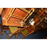 A REPRODUCTION OAK REFECTORY TABLE, width 153cm x depth 81cm x height 73cm, four chairs together