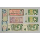 A PACKAGE OF BANKNOTES, to include two consecutive page one pounds HU57 and two C38, a five Ripee