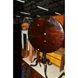 A GEORGIAN STAINED OAK CIRCULAR TOPPED TRIPOD TABLE together with various occasional furniture to