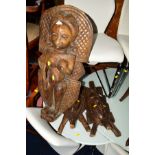 FIVE VARIOUS HARDWOOD TRIBAL ITEMS