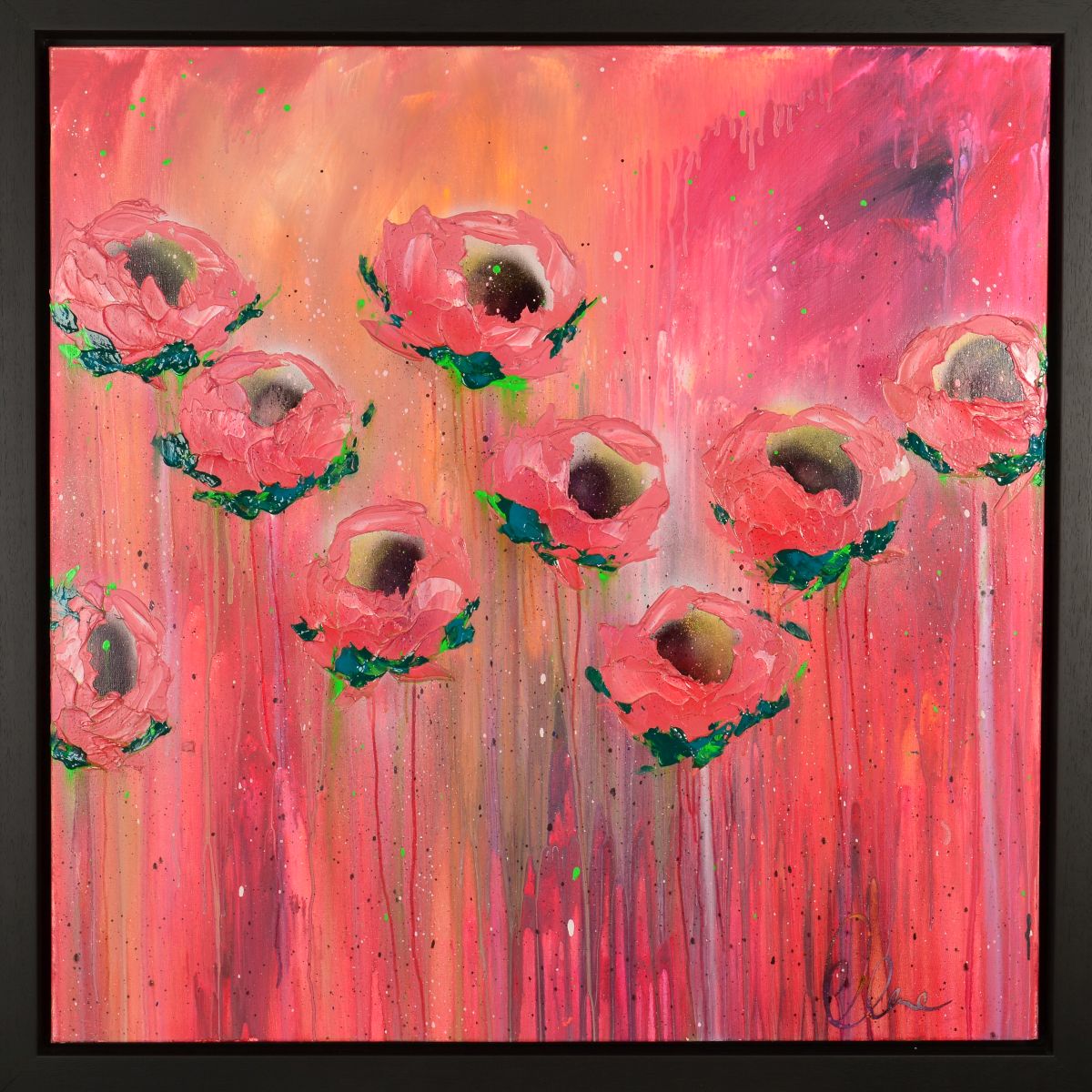 CLARE SYKES (BRITISH CONTEMPORARY) 'RASPBERRY CREAMS' an abstract study of flowers, signed bottom