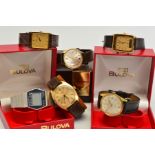 SIX WRISTWATCHES, to include a gold plated Longines automatic with box, two rectangular gold