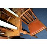 AN OAK FOLD OVER DINING TABLE and two chairs (3)