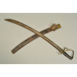 A FRENCH ? VICTORIAN INFANTRY OFFICER SWORD, in leather and metal scabbard, curved blade, no