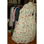A QUANTITY OF VINTAGE STYLE AND OTHER CLOTHING, HATS, PARASOL, HANDBAGS, SHAWL, COATS ETC