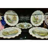 A SET OF FIVE ROYAL CROWN DERBY CABINET PLATES PAINTED WITH TITLED SCENES IN THE PEAK DISTRICT BY