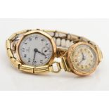A 9CT GOLD OMEGA MECHANICAL WRISTWATCH, white enamel Arabic numeral dial, subsidiary seconds dial,