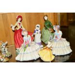 SIX ROYAL DOULTON FIGURES, 'Grace' HN2318 (seconds), 'Christmas Day 1999' HN4214 (seconds), 'Anna'