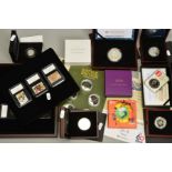 A QUANTITY OF SILVER PROOF BOXED ROYAL MINT AND OTHER SILVER COINS, to include I.O.M. silver proof