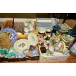 THREE BOXES AND LOOSE CERAMICS, GLASSWARES etc, to include collectors plates (set twelve Border