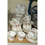 ROYAL ALBERT MOSS ROSE pattern dinner and tea wares, majority are seconds, teapot, cracked, mostly