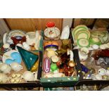 FIVE BOXES AND LOOSE CERAMICS, GLASS, etc, to include Beswick Ware Babycham ashtray, various